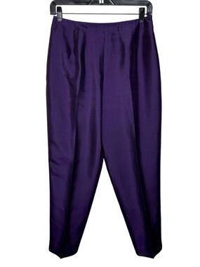 Talbots 100% Silk Dress Pants Size 8P Purple Lightweight High Waist Zipper